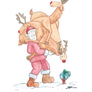 Père Noël et ses rennes