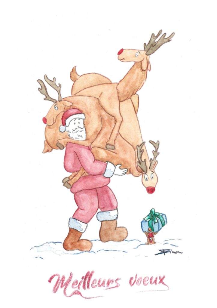 Père Noël et ses rennes